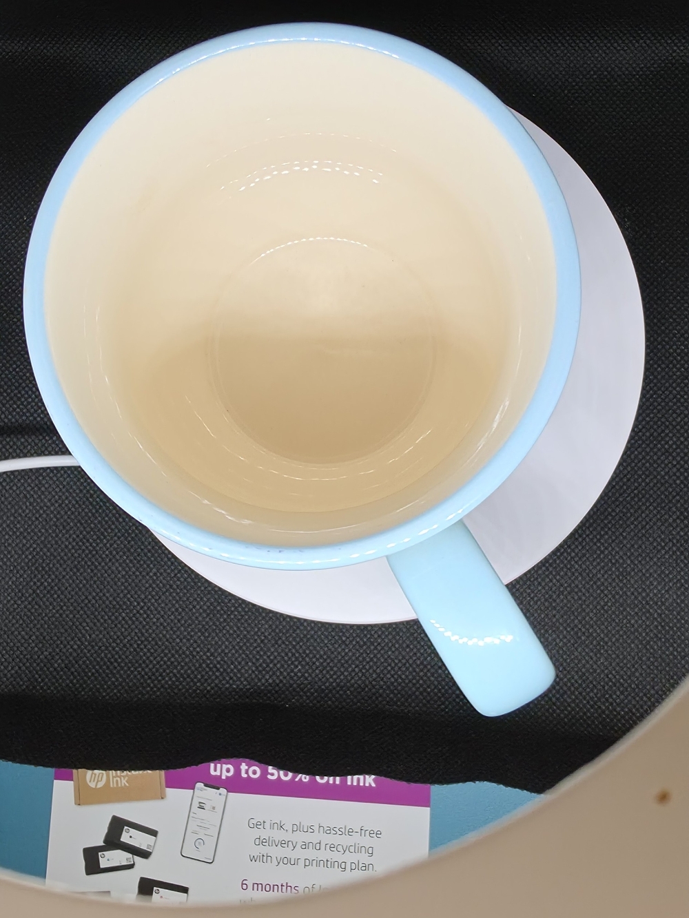 Ceramic Floral Teacup with Blue Handle - Cream/Red/Yellow - Picture 5 of 9